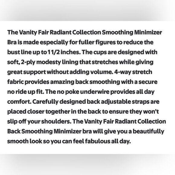 Vanity Fair Radiant Collection Smoothing Minimizer Bra Size 40DDD Light Pink - Picture 8 of 10